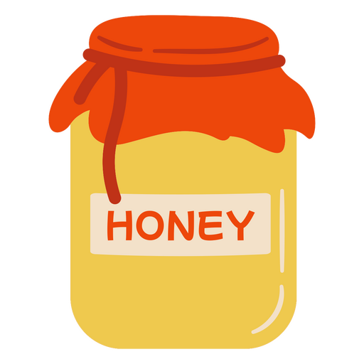 Honey jar with red ribbon PNG Design