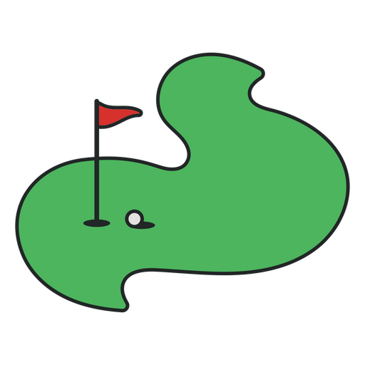 Verspieltes Golfplatz-Design mit Flagge und Ball PNG-Design