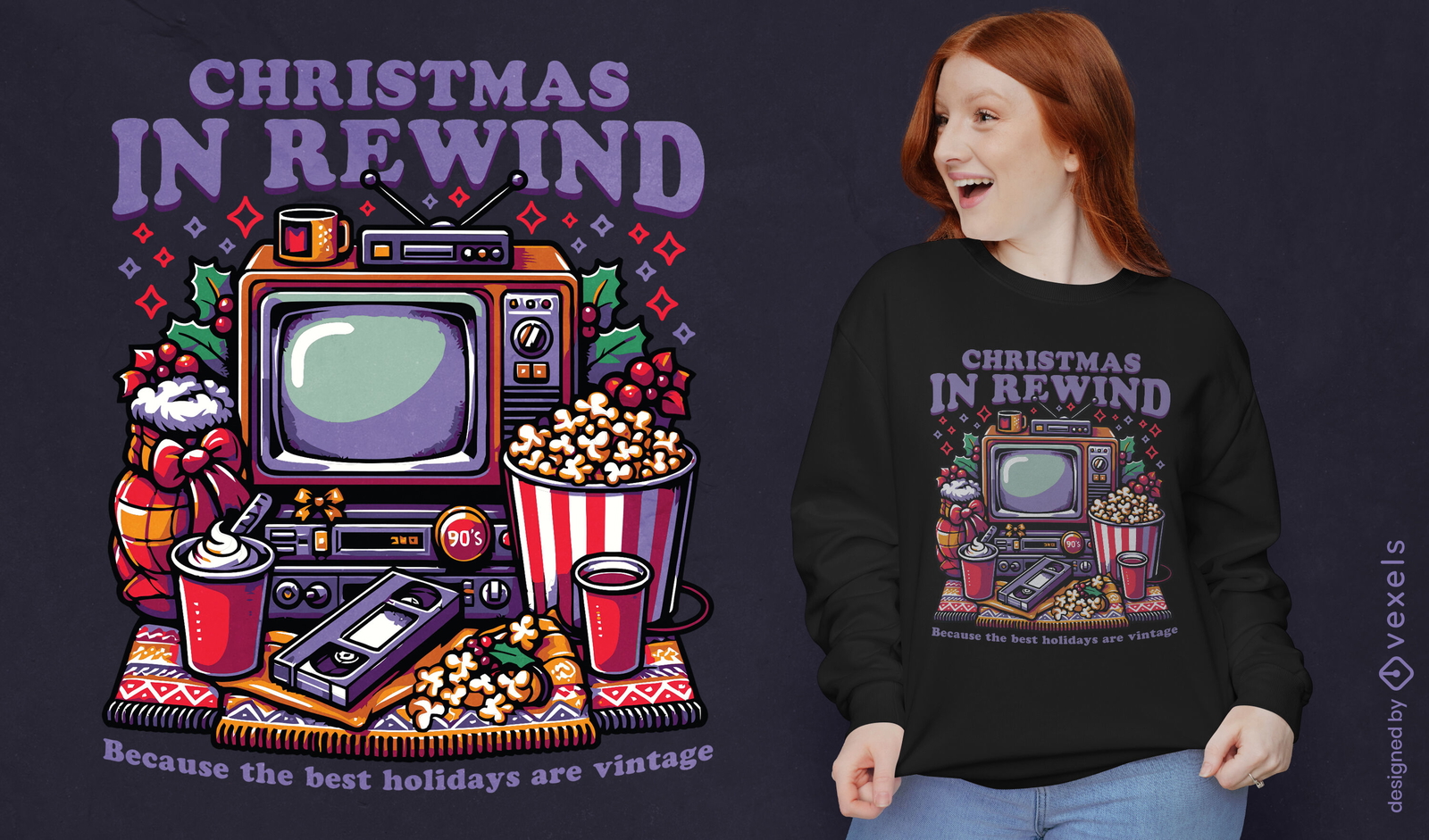 Christmas in rewind t-shirt design