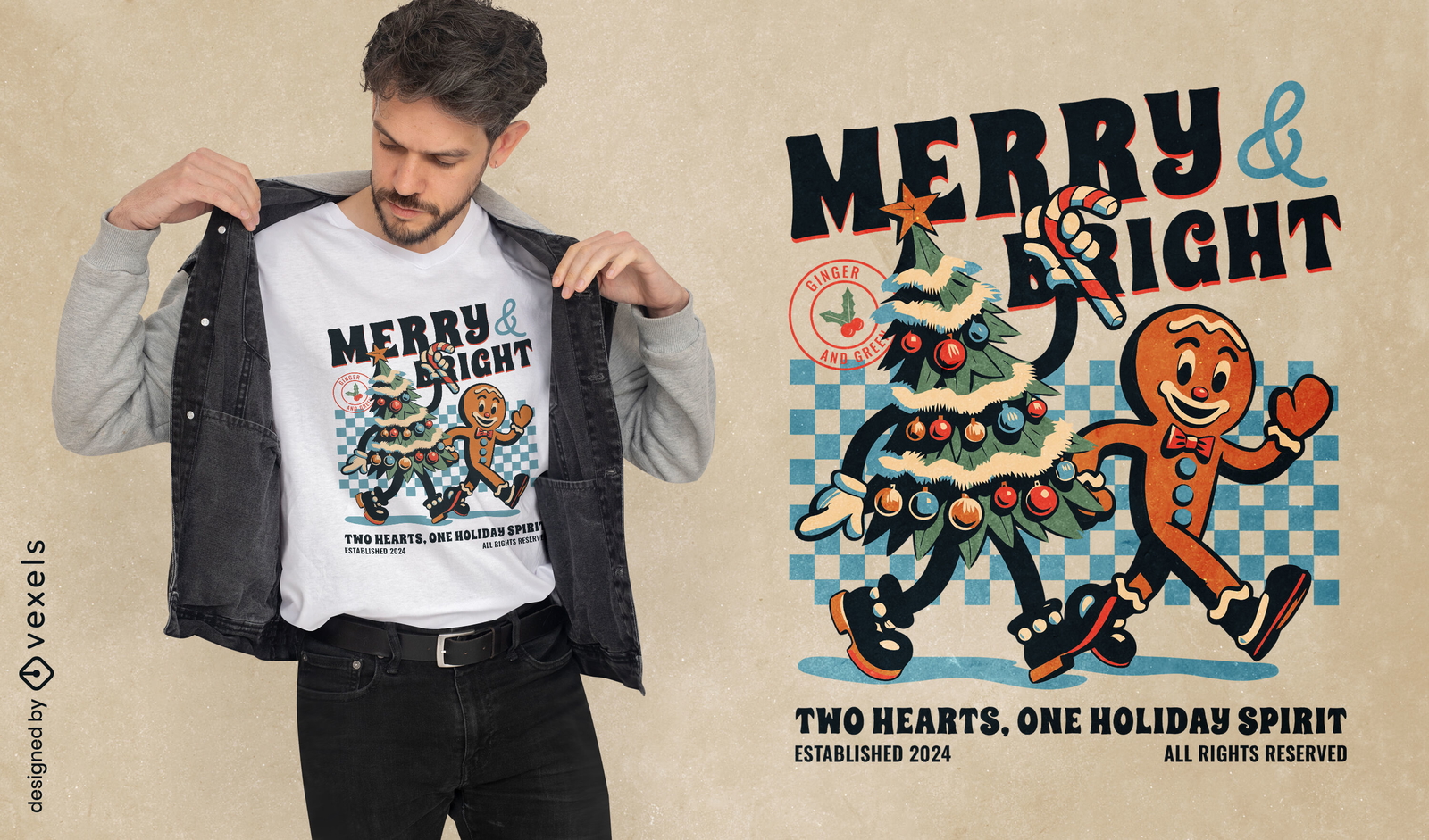 Fröhliches und strahlendes Weihnachts-T-Shirt-Design