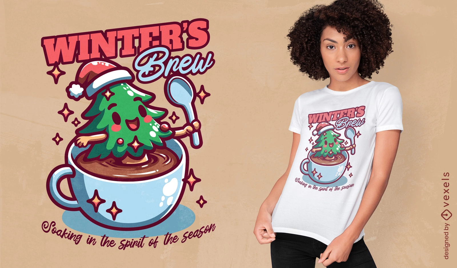 Winter's Brew Christmas T-shirt Design Vector Download