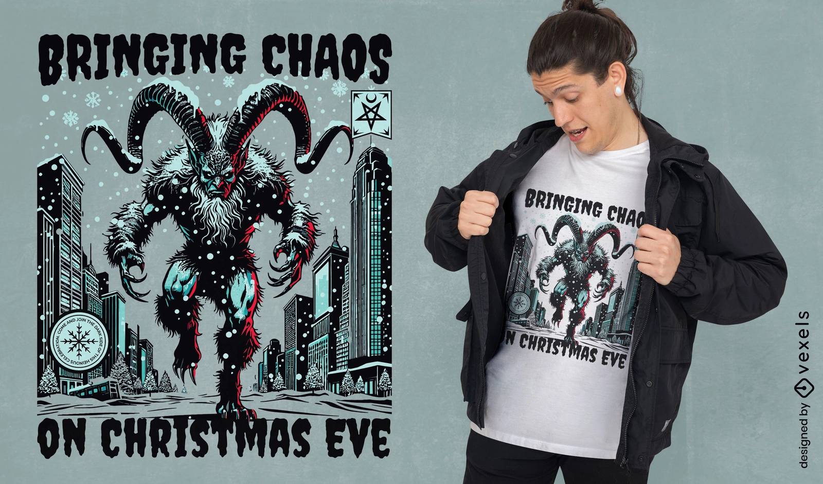 Krampus Christmas chaos t-shirt design