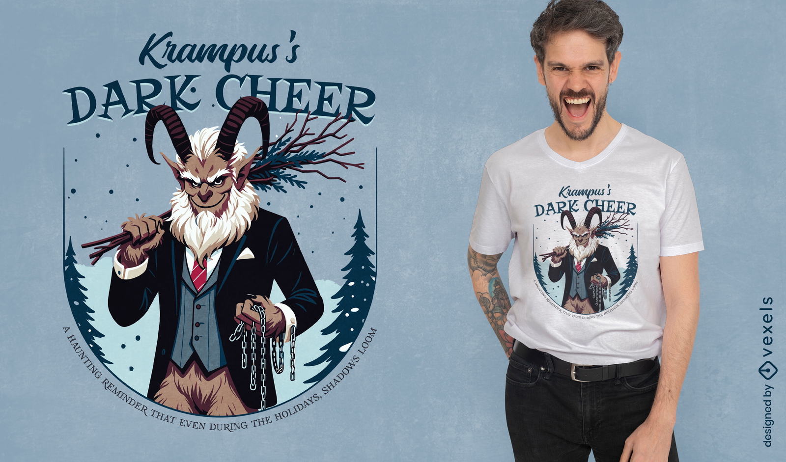 Diseño de camiseta de porristas oscuras de Krampus