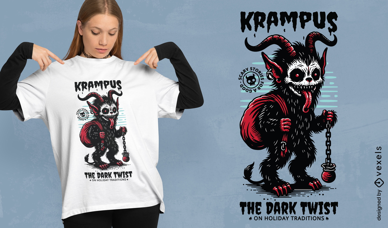 Krampus Dark Twist T-shirt Design Vector Download