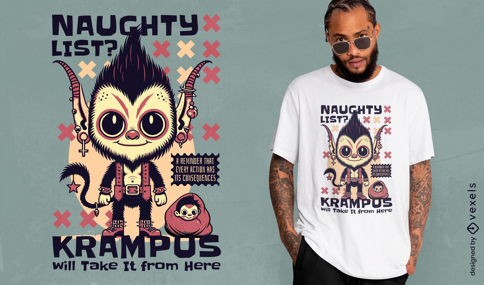 Krampus naughty list t-shirt design