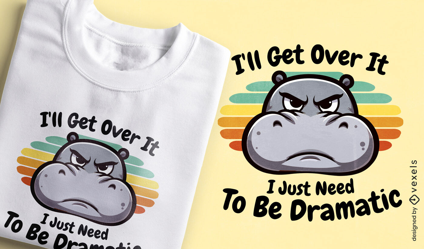 Dramatic hippo t-shirt design