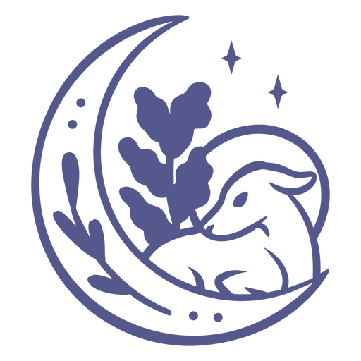 Ilustración minimalista de luna y ciervo Diseño PNG