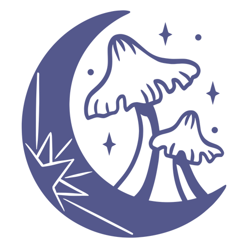 Diseño de hongo y luna. Diseño PNG