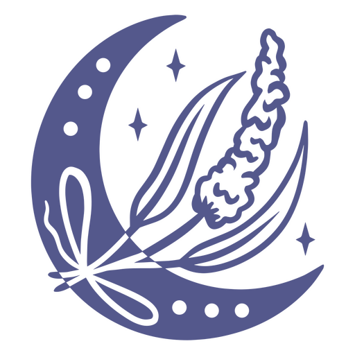 Moon and Lavender Botanical Illustration PNG Design