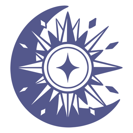 Design de sol e lua azul e branco Desenho PNG