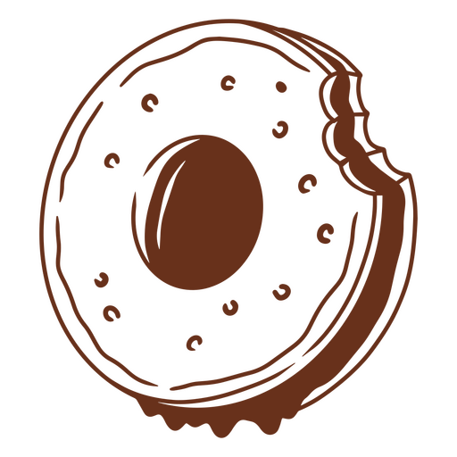 Desenho de traço colorido de donut de chocolate Desenho PNG