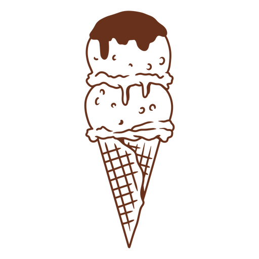 Ice cream cone brown design PNG Design