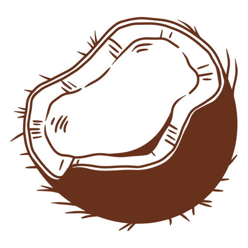 Artistic illustration of a coconut half PNG Design