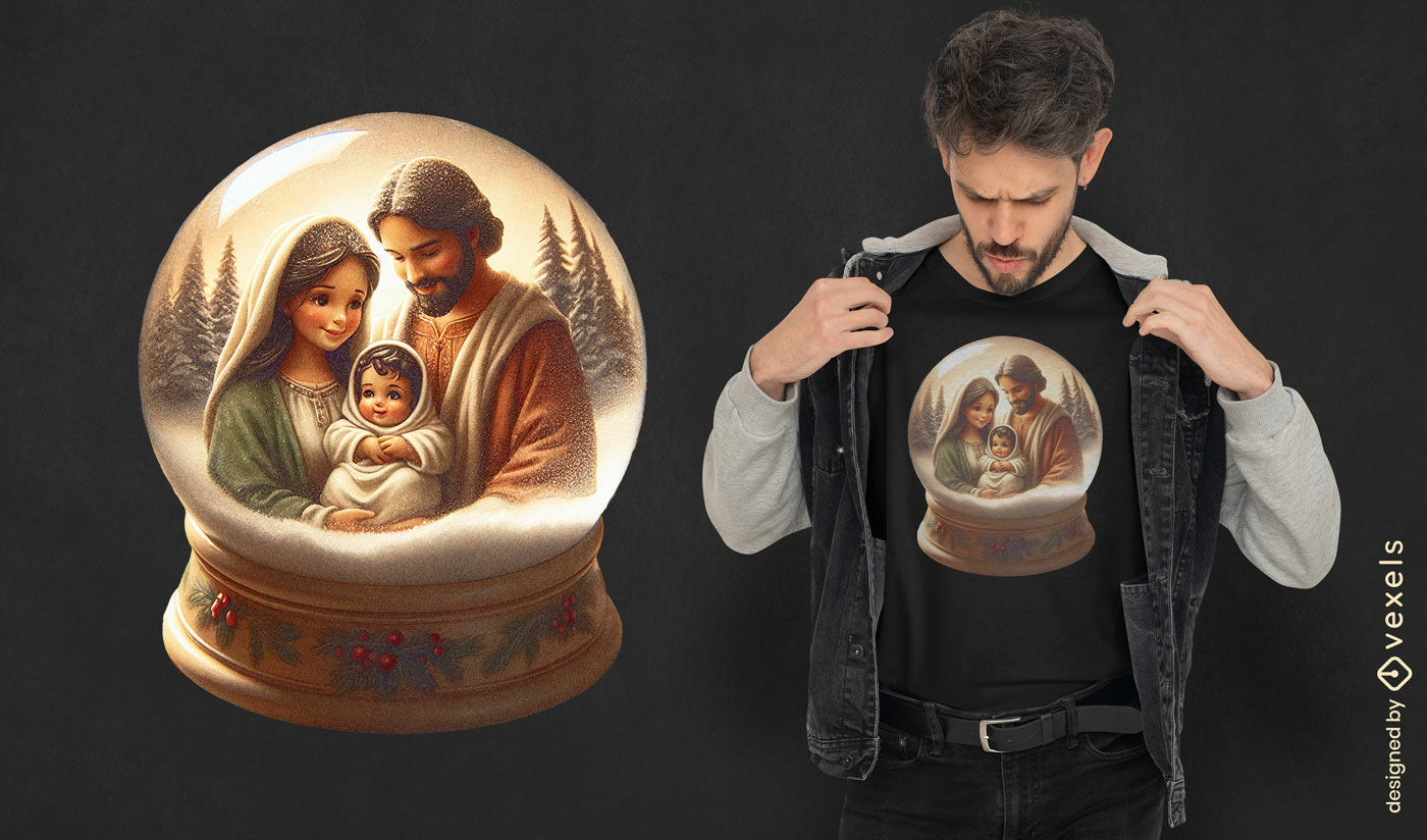 Holy family snow globe t-shirt design