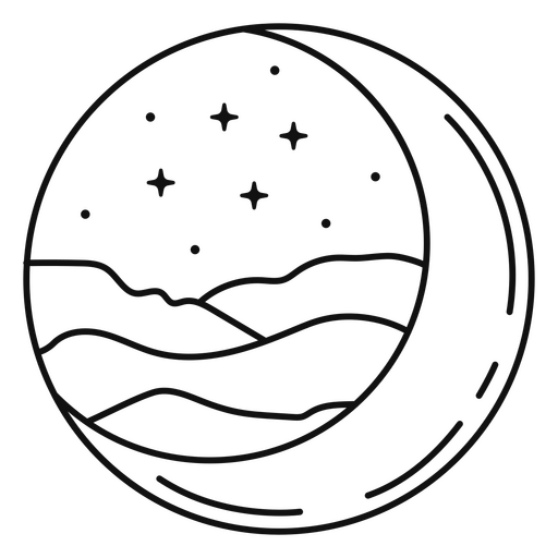 Design romântico de lua e estrelas Desenho PNG