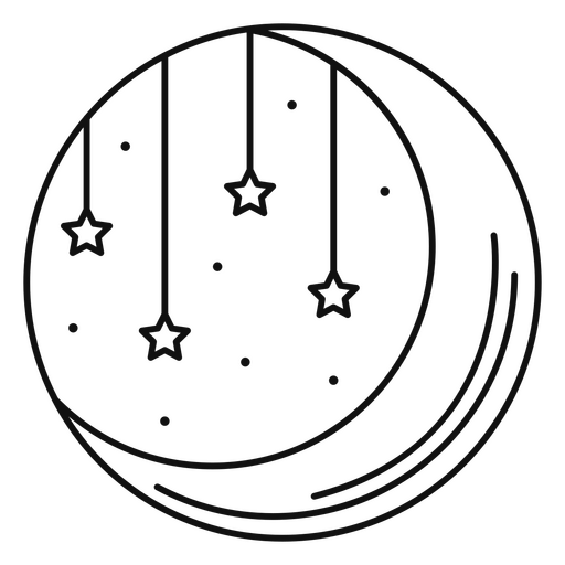 Playful moon and stars illustration PNG Design