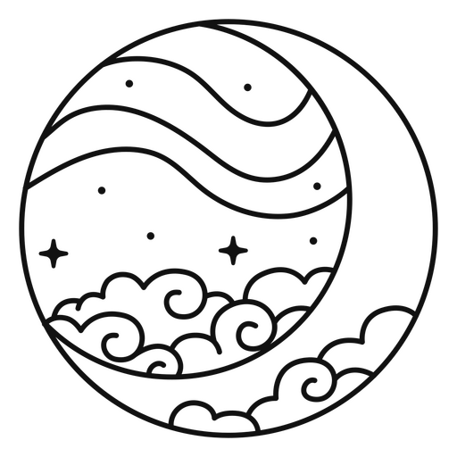 Design de lua e nuvens Desenho PNG