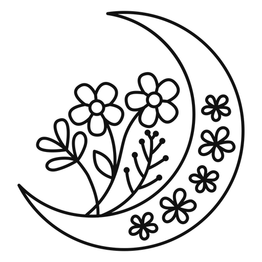 Floral and moon design PNG Design