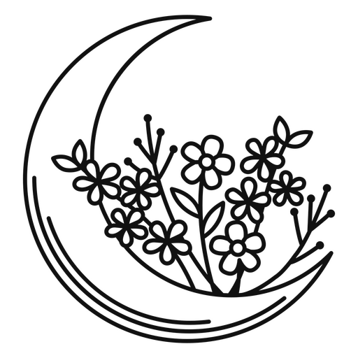 Ilustração elegante de lua floral Desenho PNG