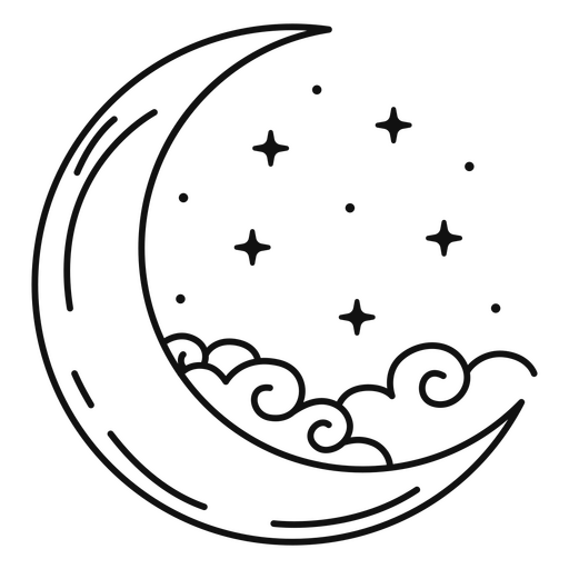 Himmlisches Design mit Mond und Sternen PNG-Design