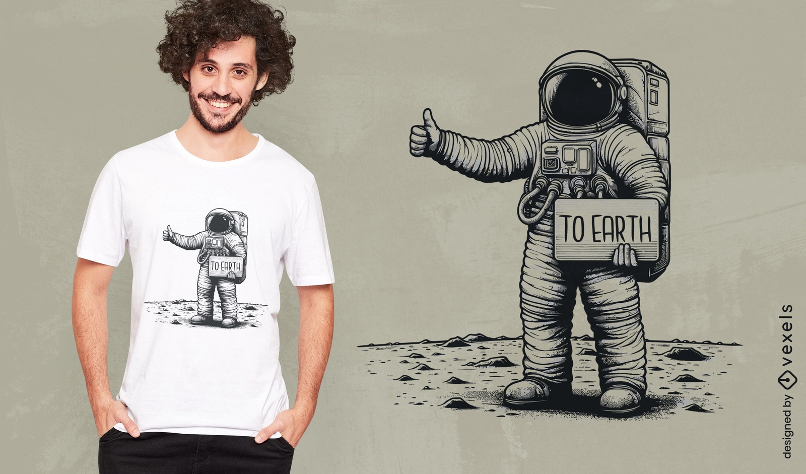 Hitchhiking astronaut t-shirt design