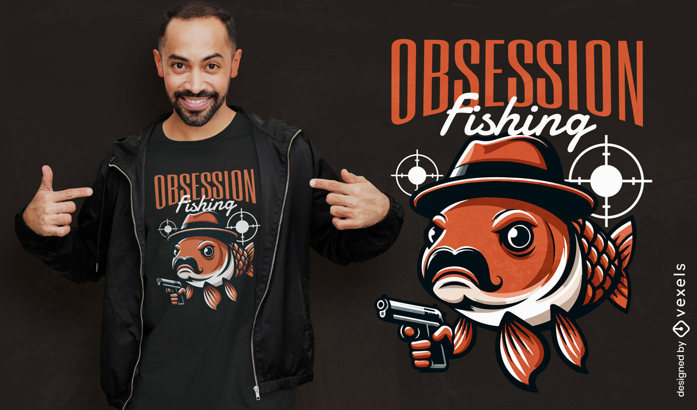 Diseño de camiseta obsesionada con la pesca