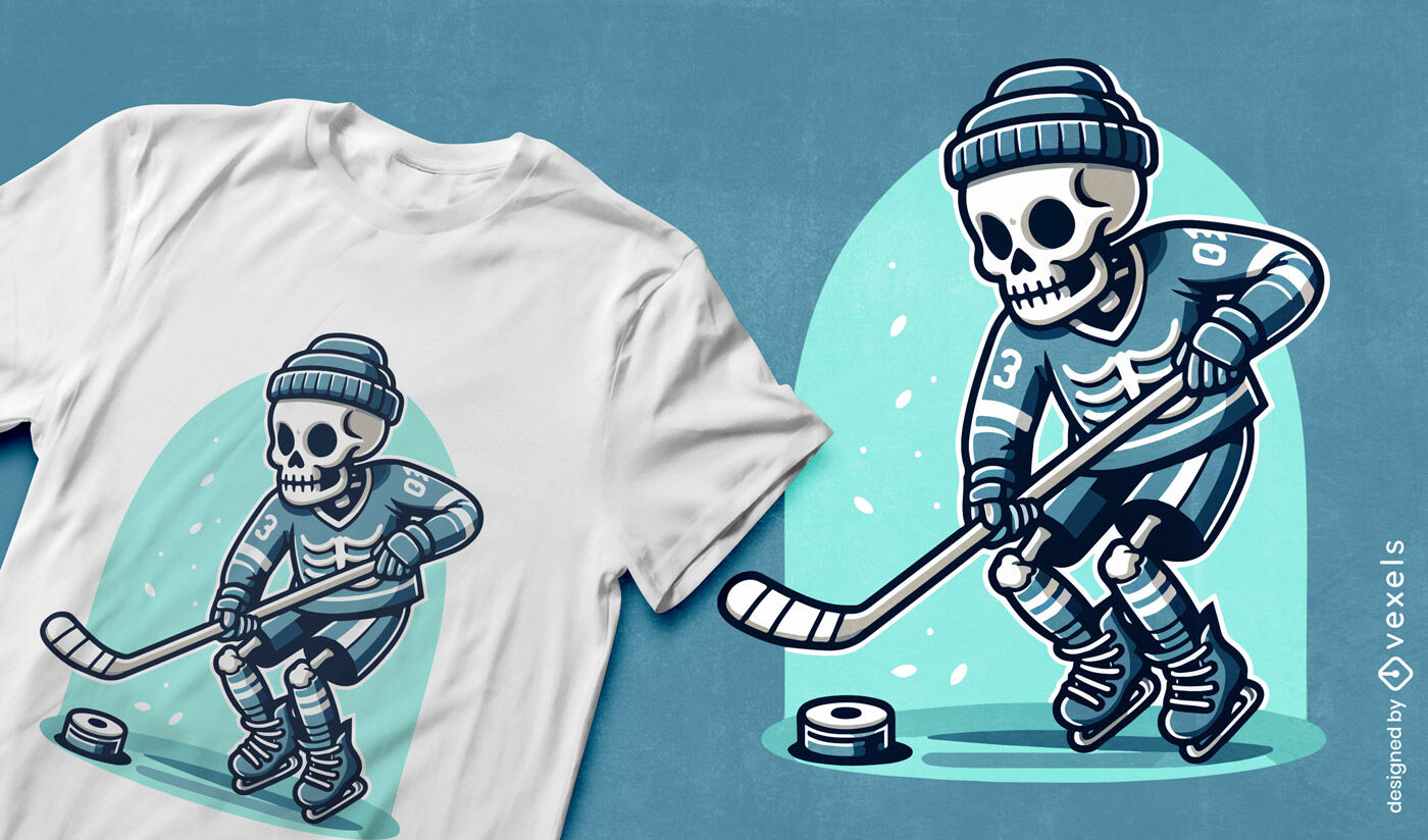 Diseño de camiseta de hockey sobre hielo con esqueleto