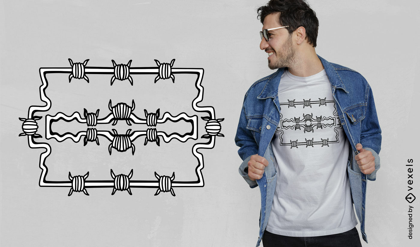 Razor blade barbed wire t-shirt design