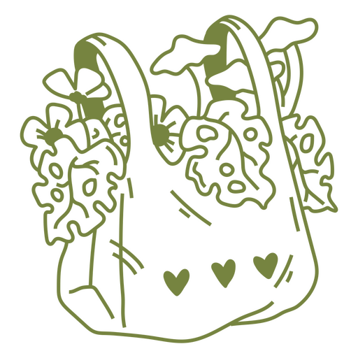 Green heart tote bag design PNG Design