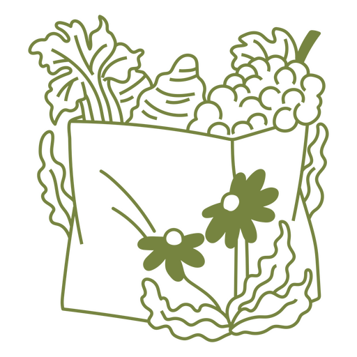Ilustração caprichosa de vegetais e flores Desenho PNG