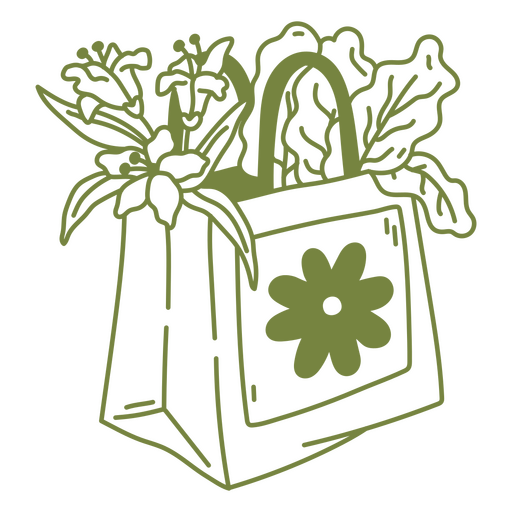 Green Floral Tote Design PNG & SVG Design For T-Shirts