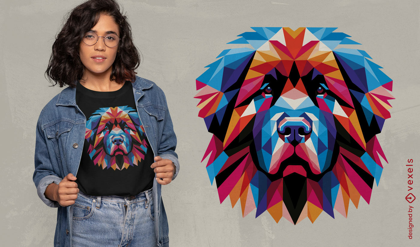 Diseño geométrico de camiseta de perro Terranova