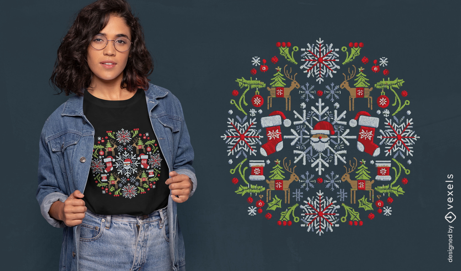 Design de camiseta com guirlanda de Natal festiva