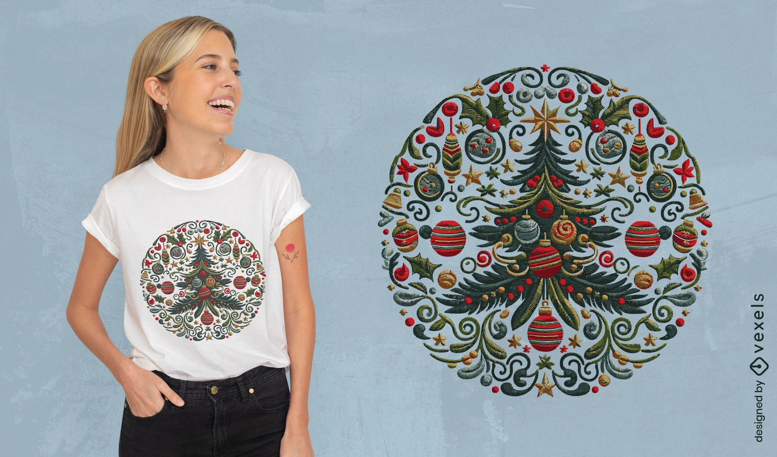 Decorative Christmas tree wreath t-shirt design