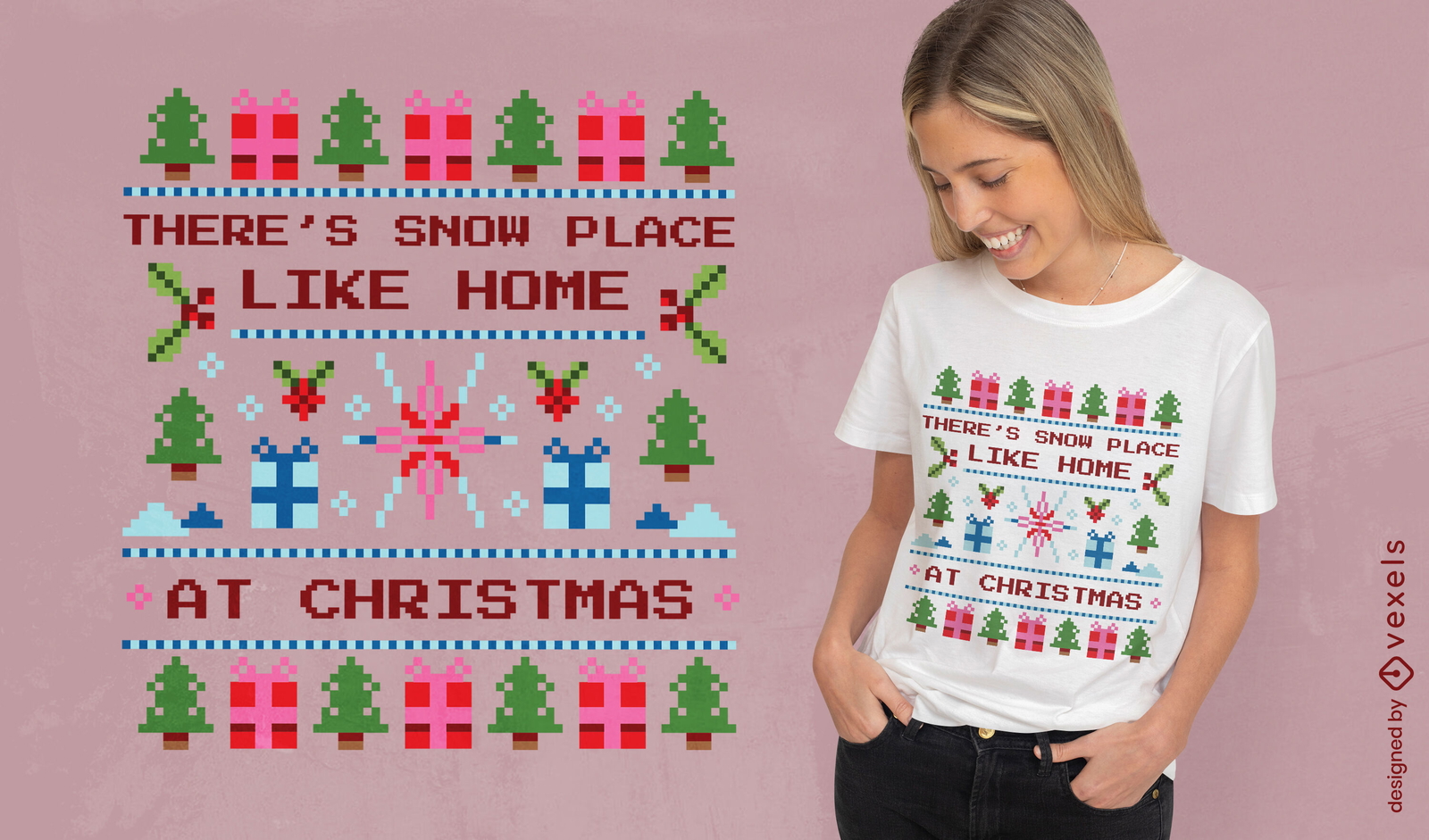 Design de camiseta com citação de Natal e casa