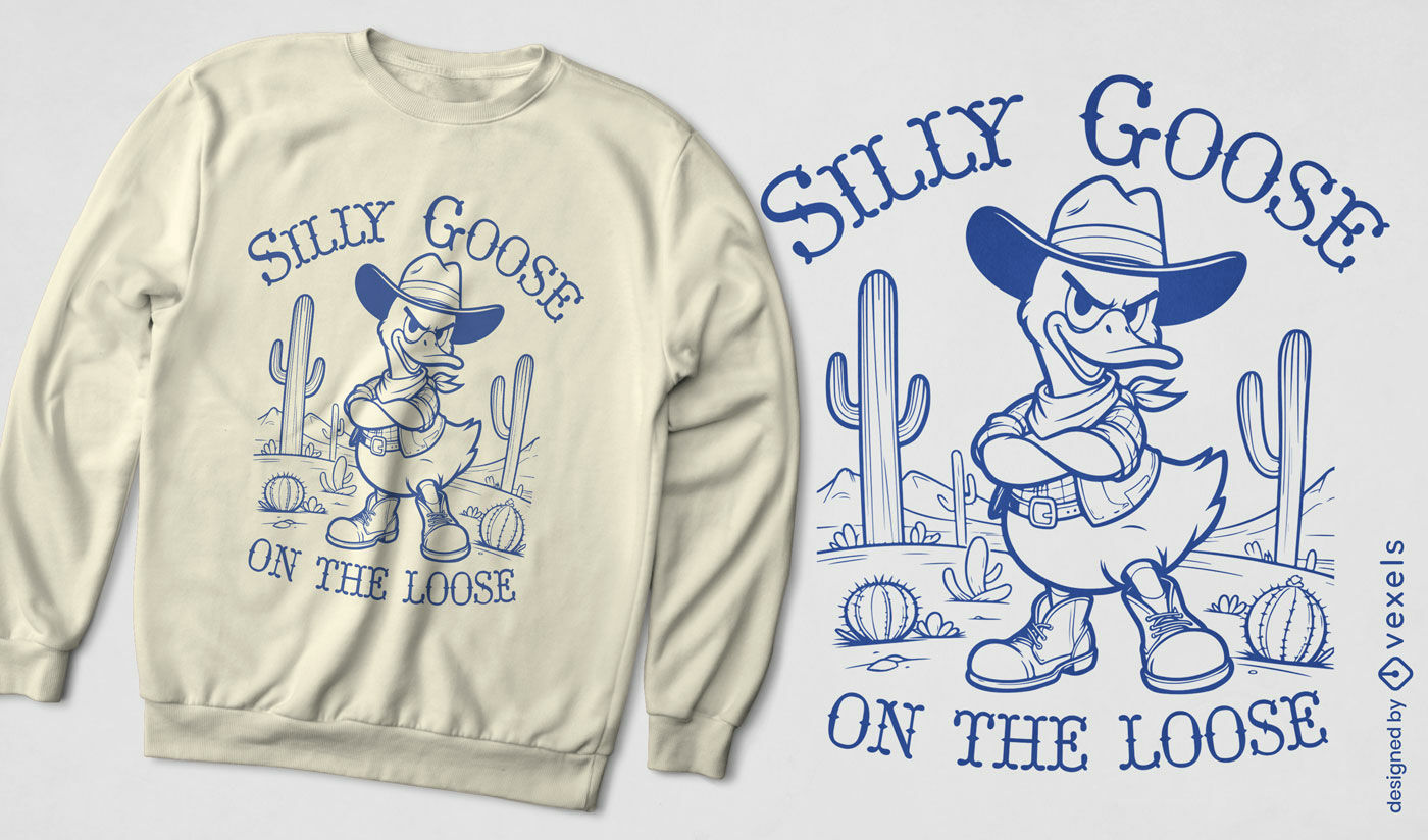 Design de camiseta de cowboy de ganso bobo	