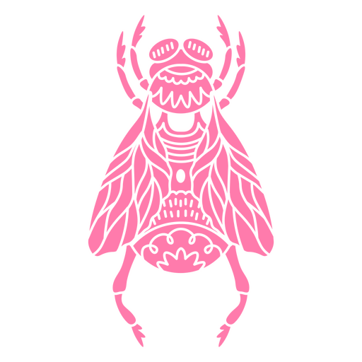 Ornamental fly illustration in pink PNG Design