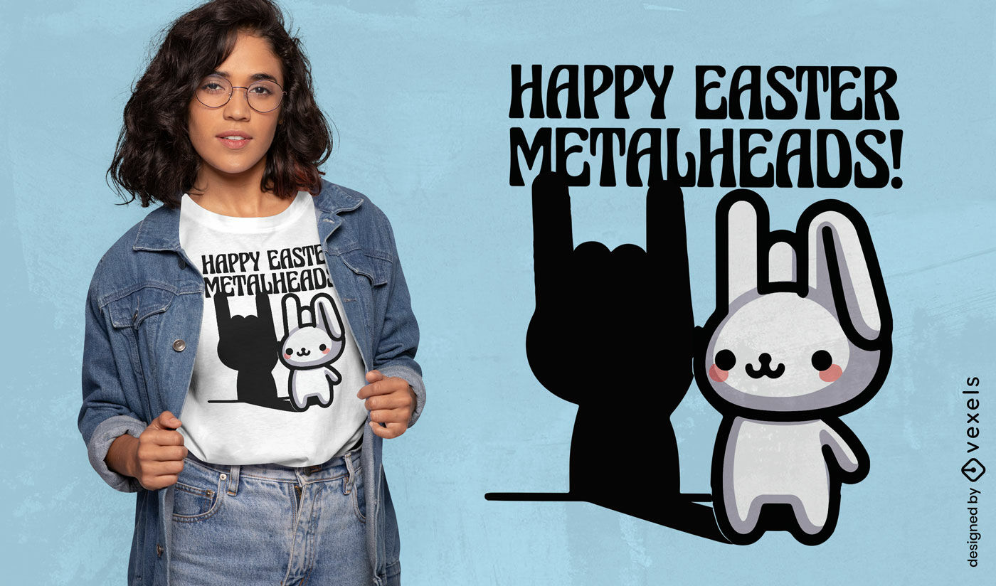 Diseño de camiseta de conejo metalero de Pascua