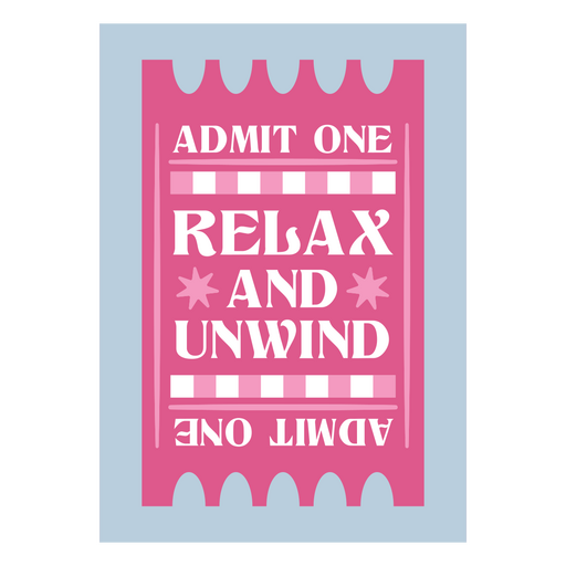 Diseño de boleto retro con temática de relajación. Diseño PNG