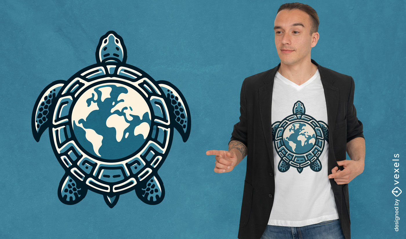 Turtle Earth globe t-shirt design