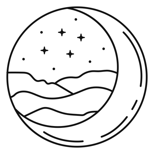Minimalistisches Mond- und Sternendesign PNG-Design
