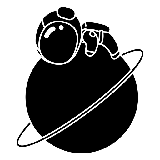 Design elegante de silhueta de astronauta e planeta Desenho PNG