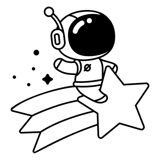 Playful astronaut riding a shooting star design PNG Design