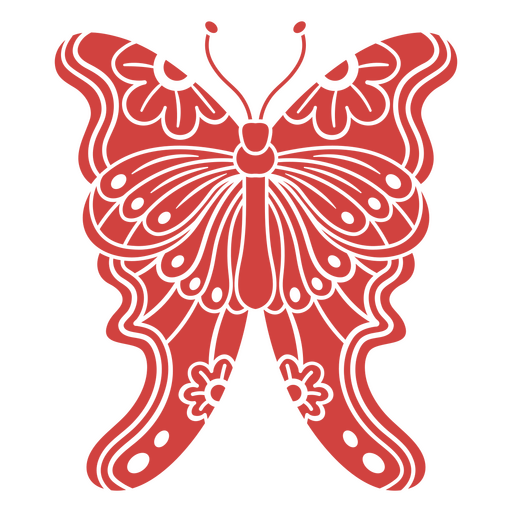 Design vibrante de borboleta vermelha com detalhes intrincados Desenho PNG