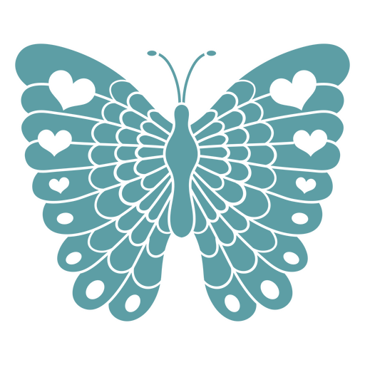 Blue butterfly design with hearts PNG Design