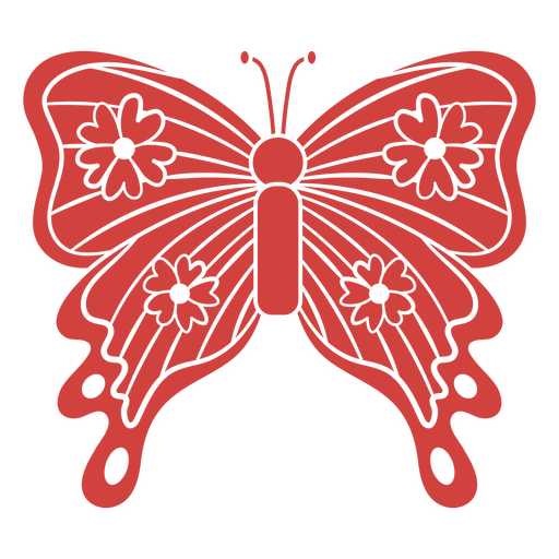 Red butterfly with flowers PNG Design