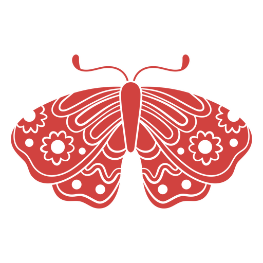 Padrão floral de borboleta vermelha Desenho PNG