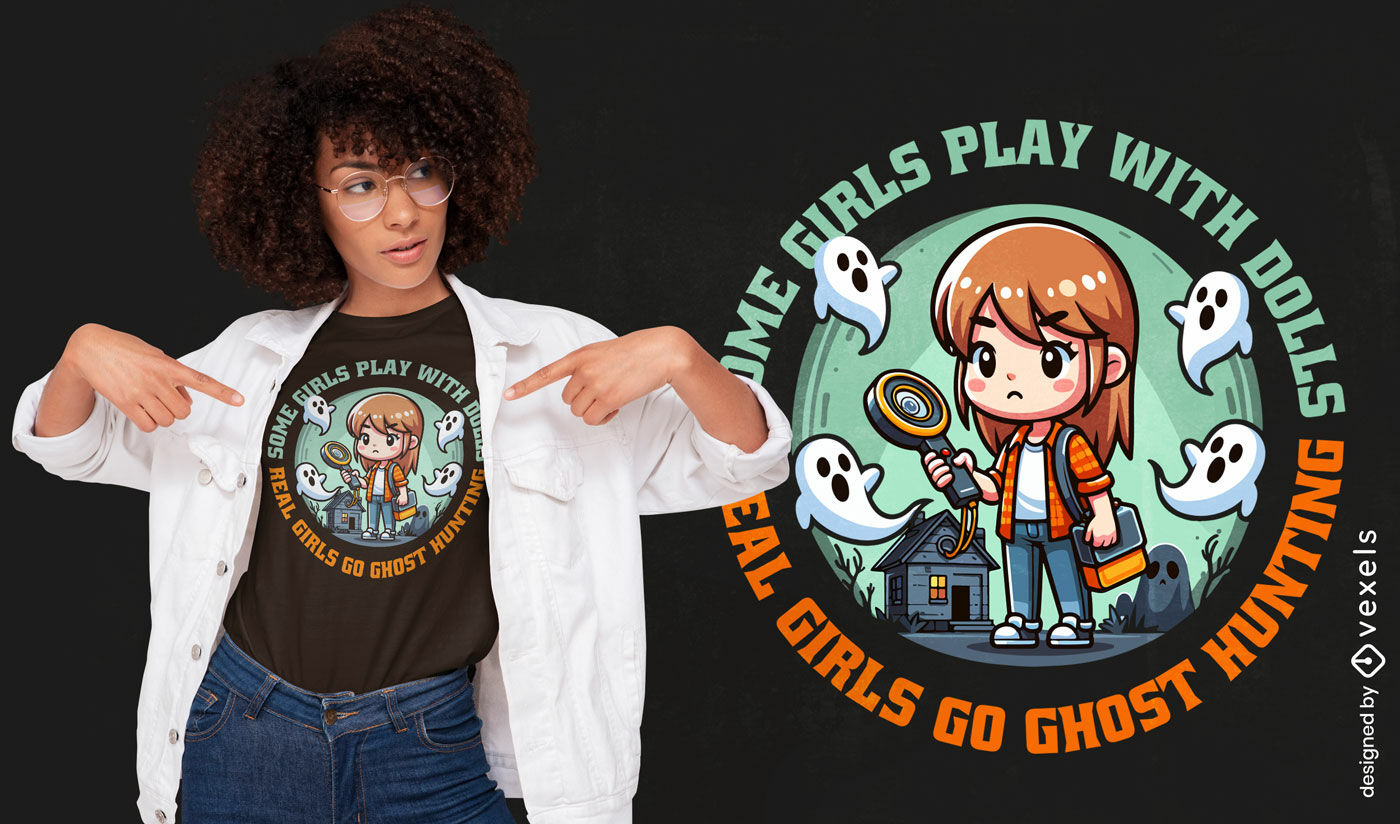 Ghost hunting girl t-shirt design