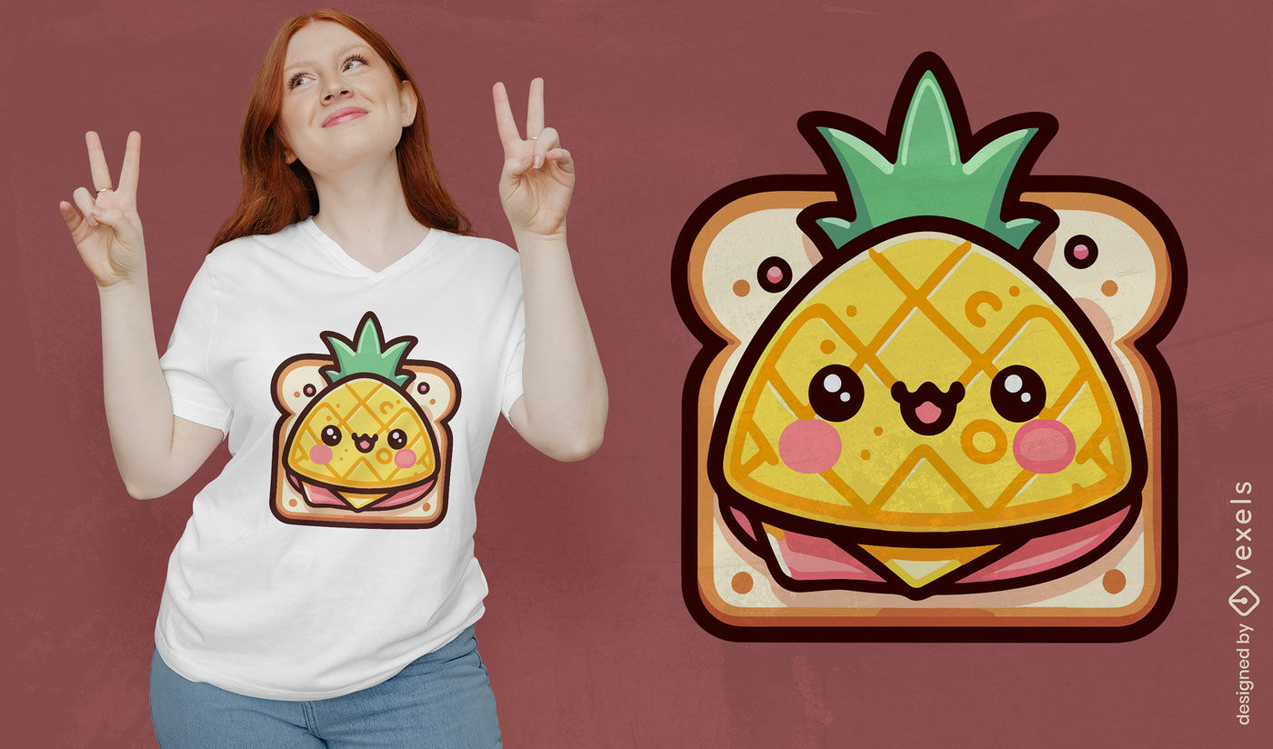 Lindo diseño de camiseta con tostadas de piña