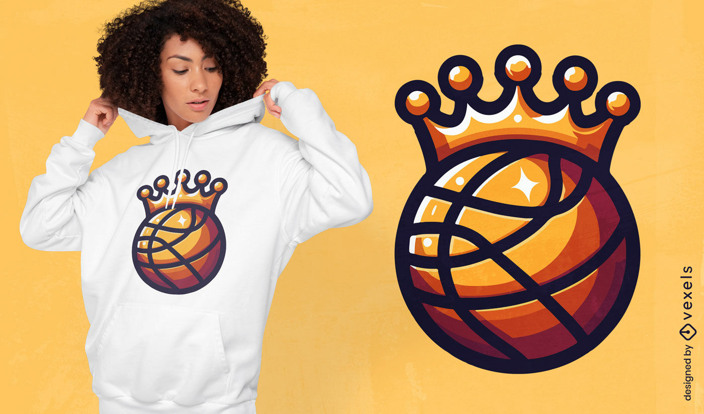 Diseño de camiseta de campeón de la corona de baloncesto.